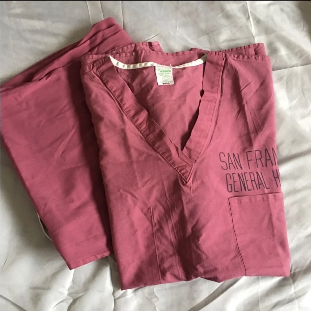 Mauve/Pink Scrub Top and bottoms/Halloween.